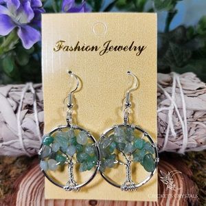 Green Aventurine Tree of Life Earrings